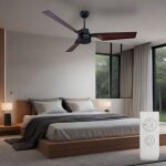 V - tac - ventilateur de plafond avec t�l�commande pour ventilateur de salon, brun noir, mode �t� / hiver, ...