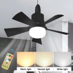 Ventilateur de plafond avec t�l�commande silencieux - plafonnier 5 pales plafonnier e26 plafond et� / ...