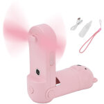 Ventilateur de poche rechargeable mini portable avec humidificateur - voyage rose cartoon