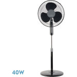 Ventilateur sur pied r�glable fixe et oscillant � etesio � (moteur ac 40 w, 3 vitesses), noir