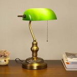 Verre banquier lampe de bureau traditionnelle europenne classique bronze finition base vintage lampe ...