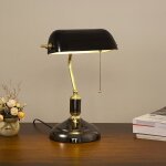 Ugreat - verre banquier lampe de bureau traditionnelle europenne classique bronze finition base vintage ...