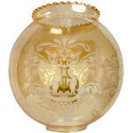 Verre boule satin� ambr� et grav� pour lustre et applique tibelec