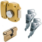 Verrou � bouton et cylindre + cylindre s'entrouvrant cyclop vachette