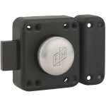 Verrou de porte fth r85 � bouton, cylindre de 45mm, coffre et p�ne noir mat, 3 cl�s crant�es - fth