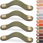 (vert, 128mm)4pcs poign�e meuble cuir, bouton porte placard poignee cuir bouton de tiroir, poignee de ...