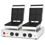 Double gaufrier pro gaufres belges, 8 pices, 3200w, inox, minuterie ? vertes