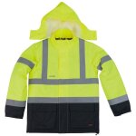 Veste impermable haute visibilit, jaune / bleu marine taille s