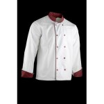 Veste de travail cuisine ml medaillon c1 - blanc / bordeaux m - 3