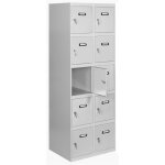 Vestiaire m�tallique 10 porte, 2 modules, 1800x600x500 mm, serrure � cl� et a�rations, gris simonlocker ...