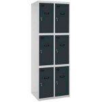 Vestiaire m�tallique 6 porte, 2 modules, 1800x600x500 mm, serrure � cl� et a�rations, gris / anthracite ...