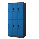 Vestiaire m�tallique ? casier � 6 portes igor, 900 x 1850 x 450 mm, anthracite et bleu