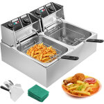 Vevor 20l 5000w friteuse electrique inox friteuse commerciale en acier inox a double reservoir friteuse ...