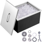 Vevor bac a glace encastrable 30, 25 l 508x355x308mm boite isotherme pour glace avec couvercle en inox ...