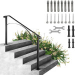 Vevor buoqua rampe deescalier 4 a 5 marches garde - corps pour escalier main courante noire pour escalier ...