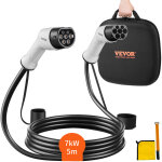 Vevor cable de recharge ev de type 2 a type 2 chargement monophase vehicule electrique 32 a 7 kw 5 m ...