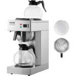 Vevor cafetiere filtre commerciale capacite 12 tasses, machine a cafe filtre electrique, avec 2 carafes ...