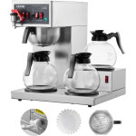 Vevor cafetiere filtre commerciale capacite 12 tasses, machine a cafe filtre electrique, avec 3 carafes ...