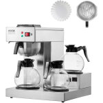 Vevor cafetiere filtre commerciale 12 tasses, machine a cafe filtre electrique en acier inoxydable, avec ...