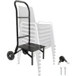 Vevor chariot de chaise pliante, capacite de charge 68 kg, support robuste pour empiler 10 chaises, organiseur ...