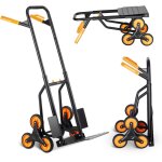 Vevor chariot deescalier 200 kg diable monte escalier pliable robuste avec double poignee, 6 roues, 2 ...