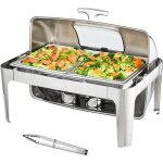 Mophorn - vevor chauffe - plat 9 l buffet chauffant a combustible couvercle transparent en verre rechaud ...