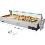 Vevor chauffe - plat buffet a 10 bacs de 7, 6 l, bain - marie electrique 1700 w, buffet chauffant en ...
