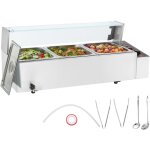 Vevor chauffe - plat buffet a 3 bacs de 7, 6 l, bain - marie electrique 1500 w, buffet chauffant en inox, ...