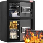 Coffre - fort a double porte 99 l, deverrouille par cle et mot de passe, avec sac ignifuge, porte - cles, ...