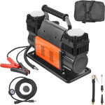 Vevor compresseur deair robuste 12 v, gonfleur de pneus portable a double cylindre, 300 l / min, kit ...
