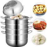 Vevor cuiseur vapeur 5 niveaux acier inoxydable 30 cm chaque niveau empilable 8, 5 cm 3 pots a vapeur ...