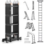 Vevor echelle pliante polyvalente 7 en 1 escabeau telescopique reglable avec planche echafaudage, barre ... Vevor echelle pliante polyvalente 7 en 1 escabeau telescopique reglable avec planche echafaudage, barre ...