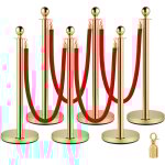 Ensemble de 6 pieces vevor en acier inoxydable dore avec cordon extensible rouge, 38'' - ideal pour une ...