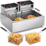Vevor friteuse commerciale 2500 w, friteuses a bain dehuile electrique avec 3 paniers amovibles, en acier ...