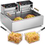 Vevor friteuse commerciale 2500 w, friteuses a bain dehuile electrique avec 3 paniers amovibles, en acier ...