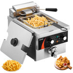 Vevor - friteuse commerciale 3000 w, friteuses a bain dehuile electrique avec panier, en acier inox epaissi, ...
