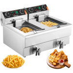 Vevor - friteuse electrique commerciale 2 cuves de 12 l 6000 w friteuse a huile en inox avec 2 paniers ...