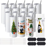 Vevor gobelets thermos a sublimation de 59 cl, 16pcs, fins et droits, bouteille sublimable en acier inoxydable ...
