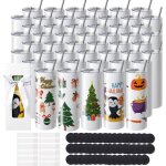 Mophorn - vevor gobelets thermos a sublimation de 59 cl, 50pcs, fins et droits, bouteille sublimable ...