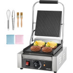 Vevor grill electrique 1800 w, presse a panini commercial en inox, appareil a sandwich avec controle ...