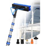 Vevor kit perche telescopique nettoyage panneaux solaires extensible a 9 m, avec tete de brosse pp rotative ...