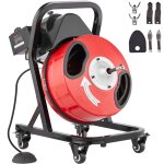 Machine de nettoyage de drain vevor 50ft x 1 / 2 pouce, tariere deegout a alimentation manuelle sur roues ...