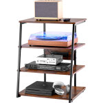 Vevor meuble audio visuel 4 niveaux, etagere multimedia en bois, support tv d?angle avec multiprises ...