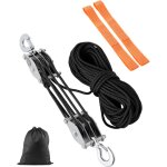 Vevor palan a poulie a corde 30, 48 m, resistance a la rupture 2 t, systeme de poulie avec 2 boucles ...