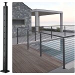 Vevor poteau de garde - corps deangle a cable, 91, 4x2, 5x5 cm, poteau de rambarde 10 trous pre - perces ...