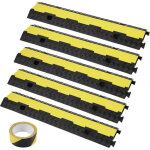 Vevor rampe protection cable 2 canaux 5pcs passage cable sol caoutchouc capacite 5443 kg / axe passe ...
