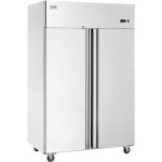 Refrigerateur commercial 1100 l, armoire refrigeree positive a portee de main 2 portes, en inox, degivrage ...