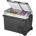 Vevor refrigerateur portable 58 l, mini frigo de voiture su roulettes 12 v, glaciere a double zone temperature ...