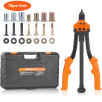 Vevor riveteuse manuelle pour ecrou a sertir 35 cm pince a insert filete avec 7 mandrins 70 ecrous de ...