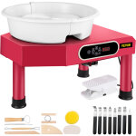Vevor roue de poterie 350w tour de potier electrique rose avec pedale ecran tactile lcd, machine de formage ...